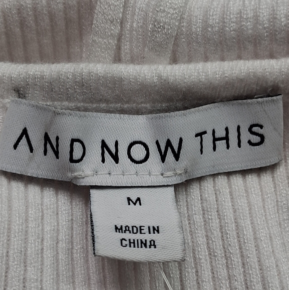 NWT And Now This Puff Sleeve Mixed Media White Dress. Size M - Picture 8 of 9